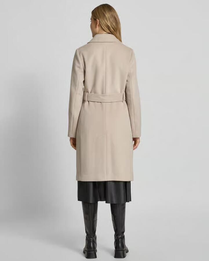 S.Oliver BLACK LABEL Regular fit lange wollen jas met tailleriem om te strikken