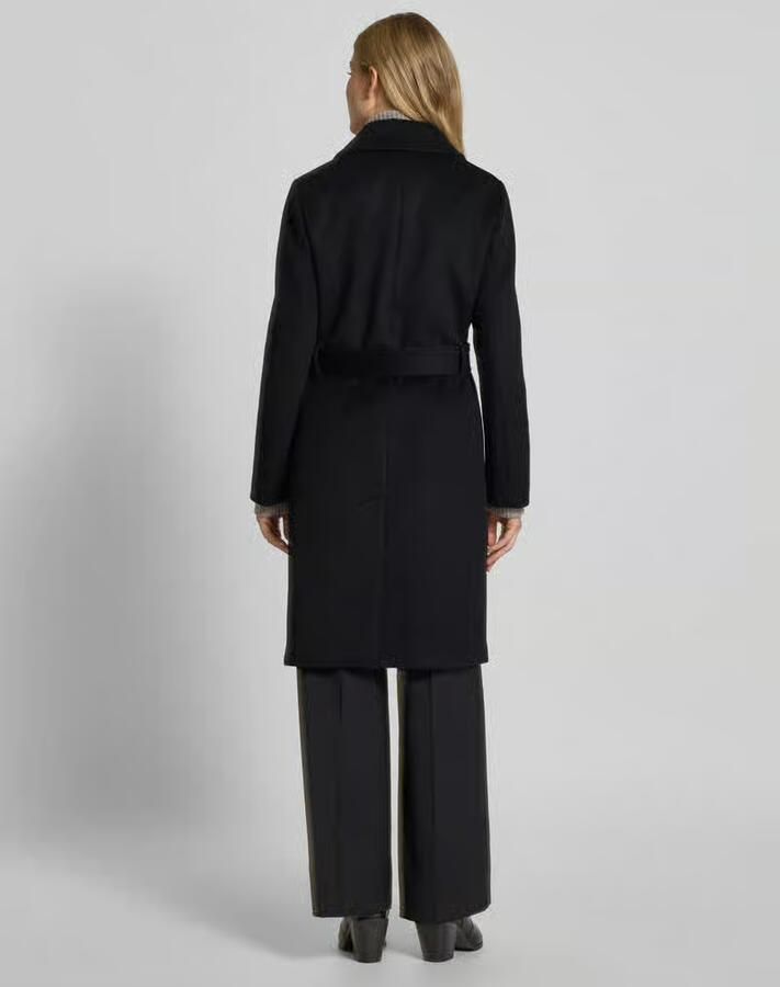 S.Oliver BLACK LABEL Regular fit lange wollen jas met tailleriem om te strikken