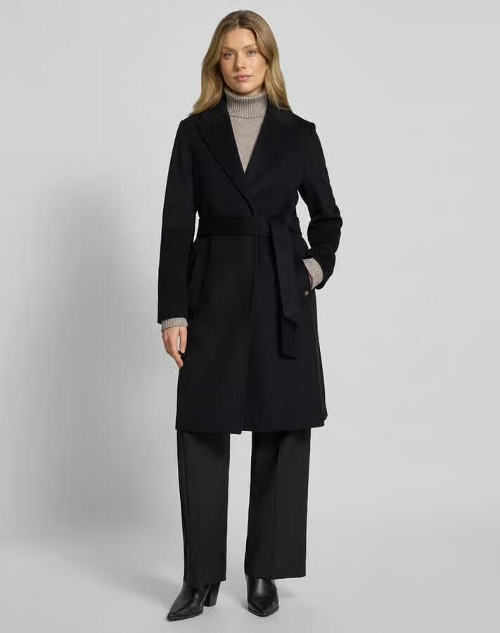 S.Oliver BLACK LABEL Regular fit lange wollen jas met tailleriem om te strikken - Foto 2