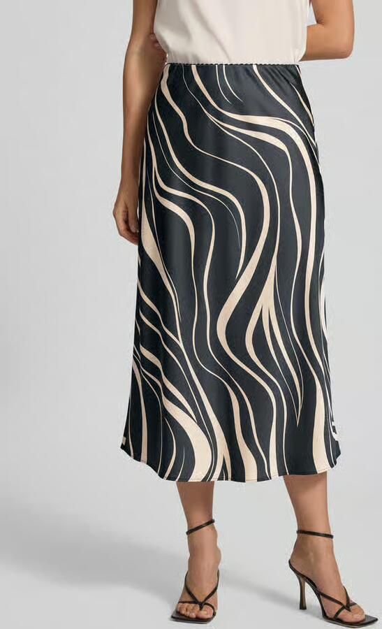 S.Oliver BLACK LABEL Regular fit midirok van viscosemix - Foto 2