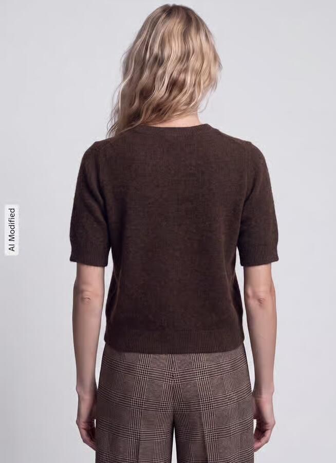 S.Oliver BLACK LABEL gebreide trui met wol donkerbruin - Foto 5