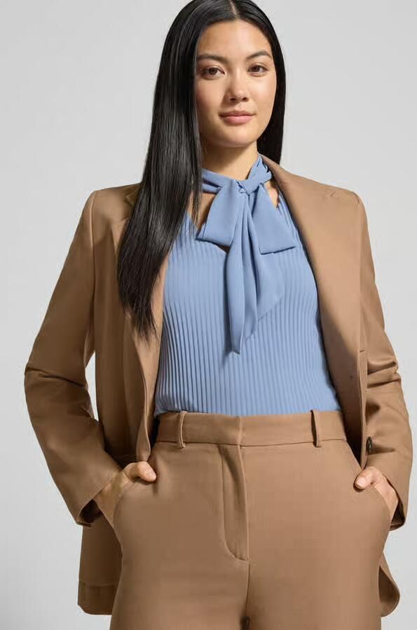 S.Oliver BLACK LABEL Regular fit strikblouse met plissélibris-look