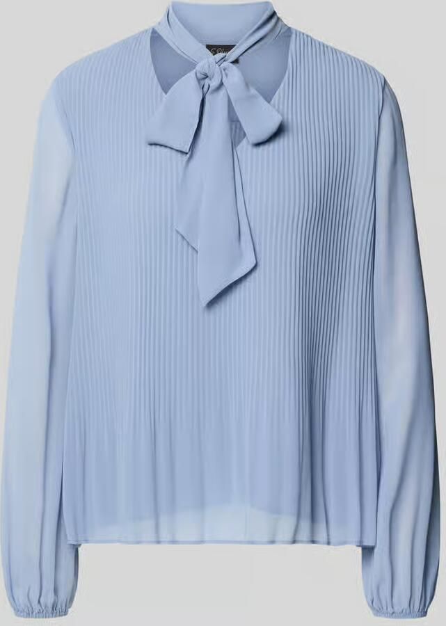 S.Oliver BLACK LABEL Regular fit strikblouse met plissélibris-look - Foto 2