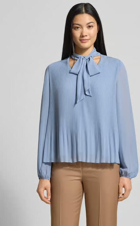 S.Oliver BLACK LABEL Regular fit strikblouse met plissélibris-look - Foto 3