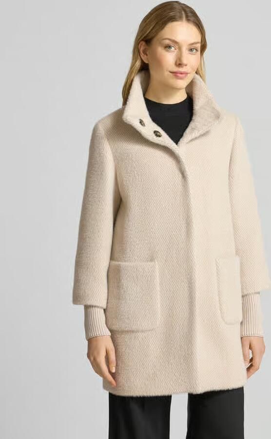 S.Oliver BLACK LABEL Regular fit lange jas van teddybont met opstaande kraag - Foto 2