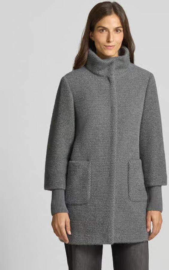 S.Oliver BLACK LABEL Regular fit lange jas van teddybont met opstaande kraag - Foto 4