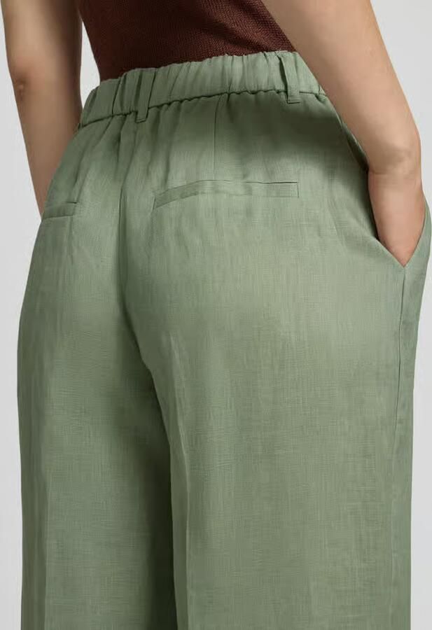 S.Oliver BLACK LABEL straight high waist broek met linnen groen - Foto 3