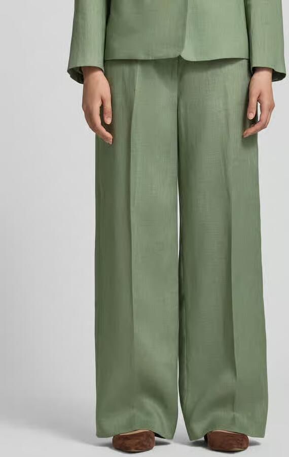 S.Oliver BLACK LABEL straight high waist broek met linnen groen - Foto 4