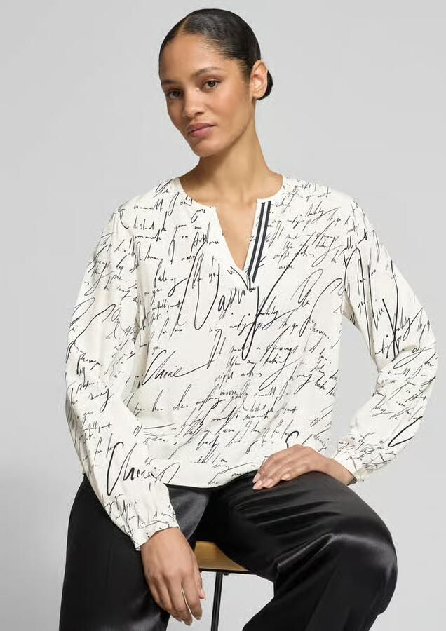 S.Oliver BLACK LABEL Relaxed fit blouse met lange mouwen van pure viscose