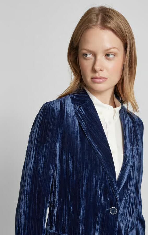 S.Oliver BLACK LABEL Relaxed fit fluwelen blazers met sierknoop en gestileerde klepzakken