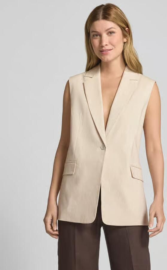 S.Oliver BLACK LABEL Relaxed fit gilet van katoenmix met linnen - Foto 2
