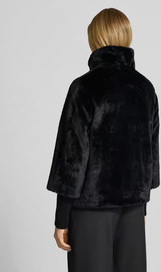 S.Oliver BLACK LABEL Relaxed fit jack van imitatiebont met gebreide stormboorden - Foto 3