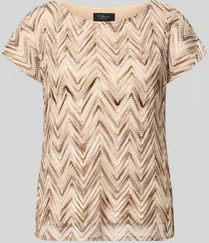 S.Oliver BLACK LABEL relaxed fit T-shirt met ajourpatroon - Foto 2