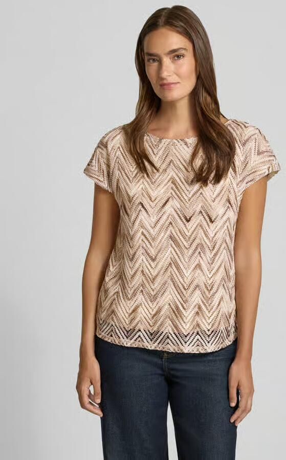 S.Oliver BLACK LABEL relaxed fit T-shirt met ajourpatroon - Foto 2