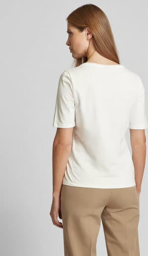 S.Oliver BLACK LABEL Shaped fit T-shirt van katoenmix met satijngarnering op de hals
