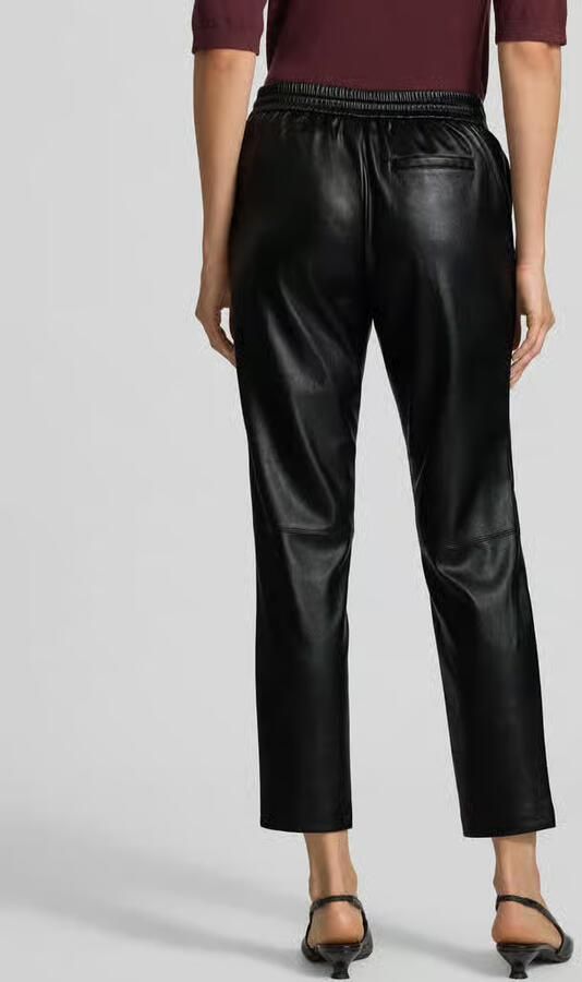 S.Oliver BLACK LABEL Straight leg broek in leerlook met vaste persplooien - Foto 3