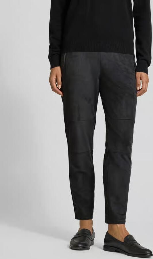 S.Oliver BLACK LABEL suede tapered regular waist casual broek antraciet - Foto 5