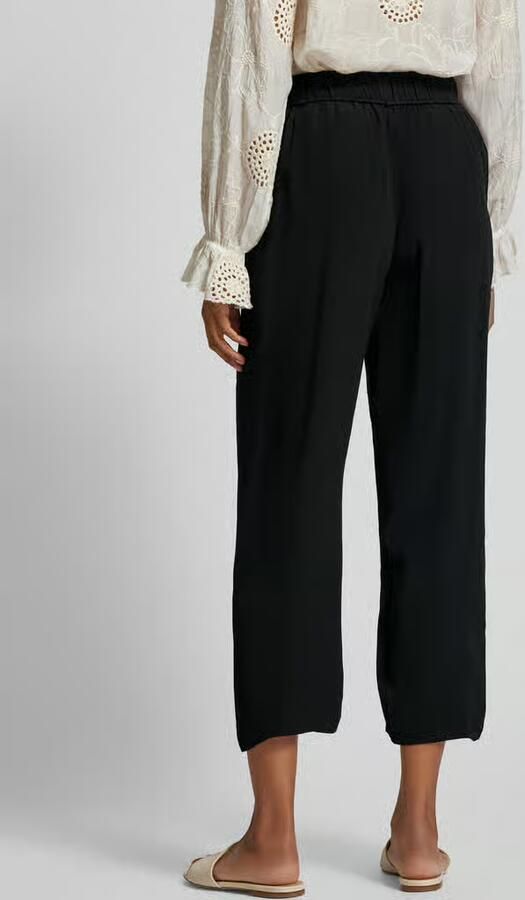 S.Oliver BLACK LABEL Wide leg stoffen broek met strikceintuur