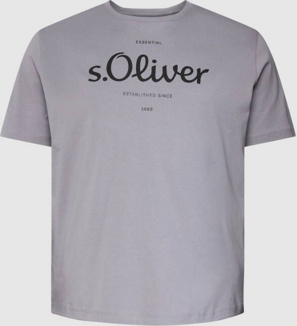 S.Oliver Big Size regular fit T-shirt Plus Size met printopdruk grijs