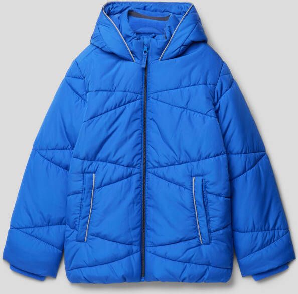 S.Oliver gewatteerde winterjas hardblauw Jongens Polyester Capuchon Effen 134