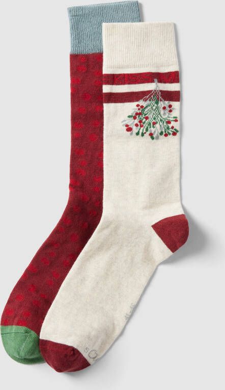 S.Oliver RED LABEL Sokken met motief in een set van 2 paar model 'X-Mas'