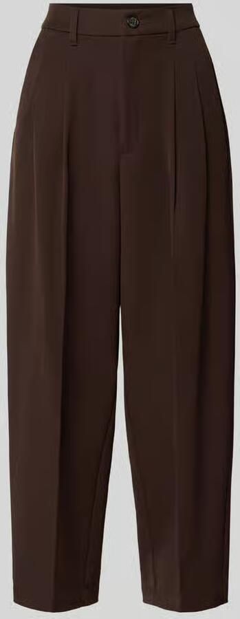 S.Oliver barrel cropped pantalon met plooien donkerbruin