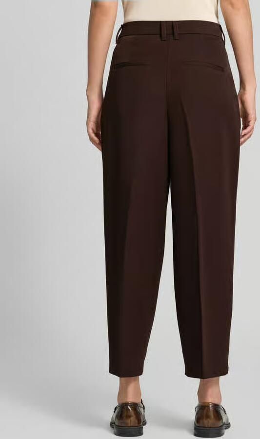 S.Oliver barrel cropped pantalon met plooien donkerbruin - Foto 4