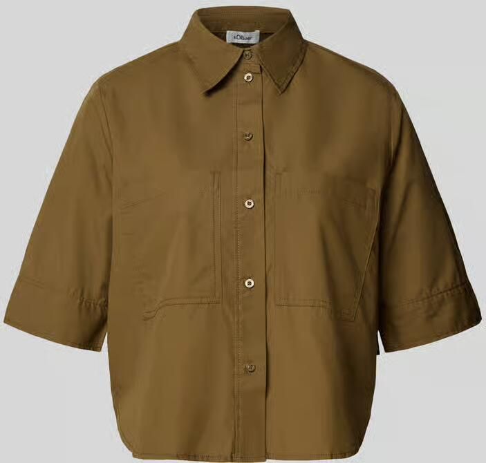 S.Oliver RED LABEL Boxy fit blouse met korte mouwen van een mix van katoen en lyocell - Foto 2