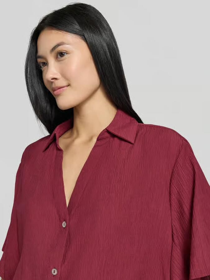 S.Oliver RED LABEL Boxy fit blouse met korte mouwen van viscosemix - Foto 4