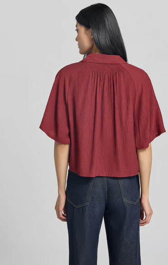 S.Oliver RED LABEL Boxy fit blouse met korte mouwen van viscosemix - Foto 4