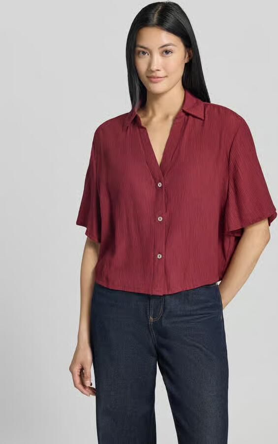 S.Oliver RED LABEL Boxy fit blouse met korte mouwen van viscosemix - Foto 5