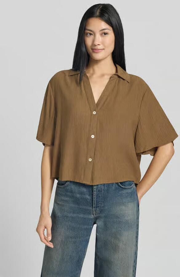 S.Oliver RED LABEL Boxy fit blouse met korte mouwen van viscosemix - Foto 2