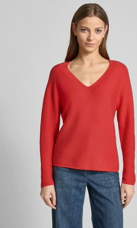 S.Oliver RED LABEL Comfort fit gebreide pullover van katoenmix met V-hals - Foto 2