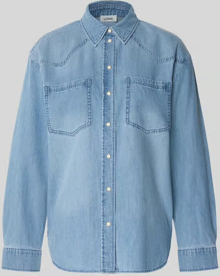 S.Oliver RED LABEL loose fit jeansblouse van puur katoen - Foto 2