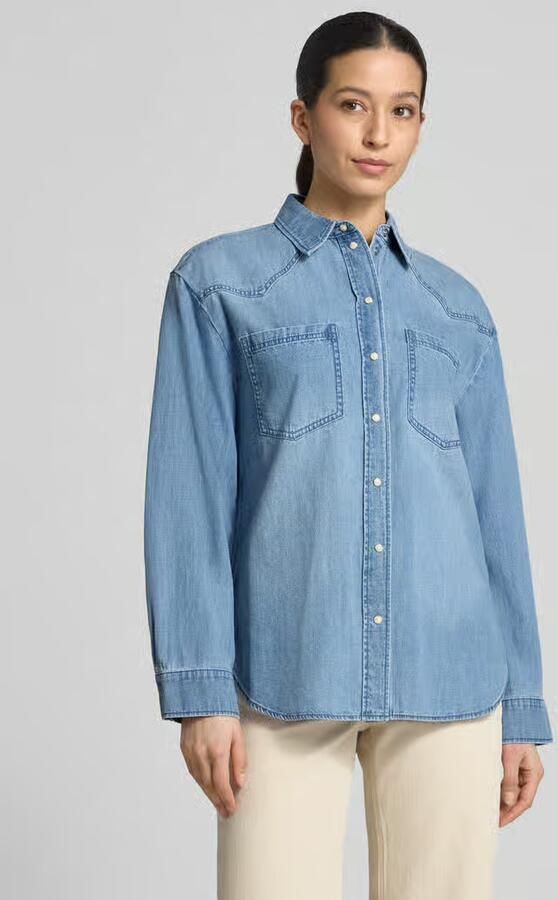 S.Oliver RED LABEL loose fit jeansblouse van puur katoen - Foto 7