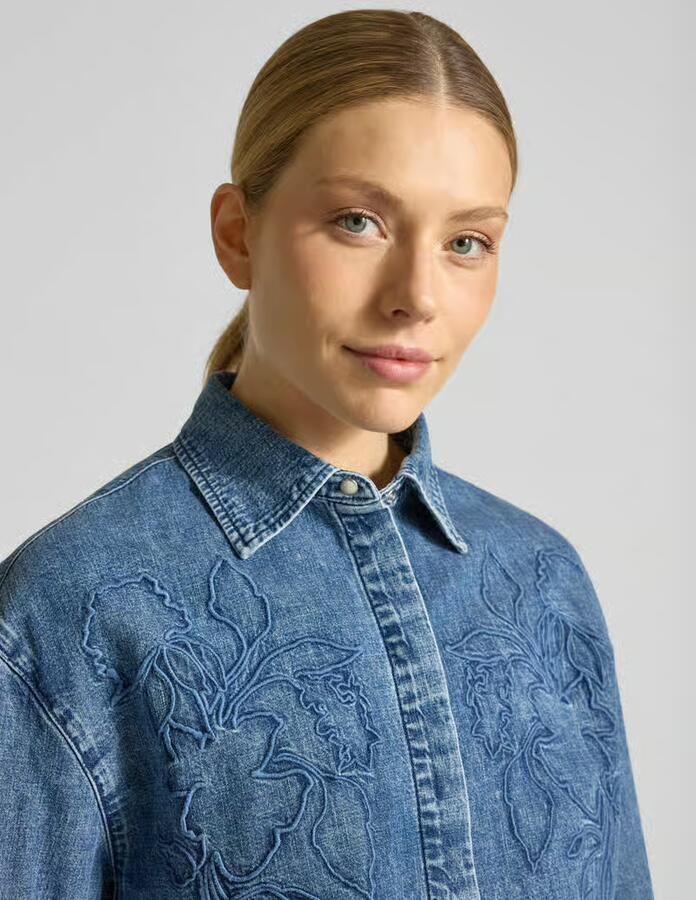 S.Oliver RED LABEL Loose fit jeansblouse van zuiver katoen