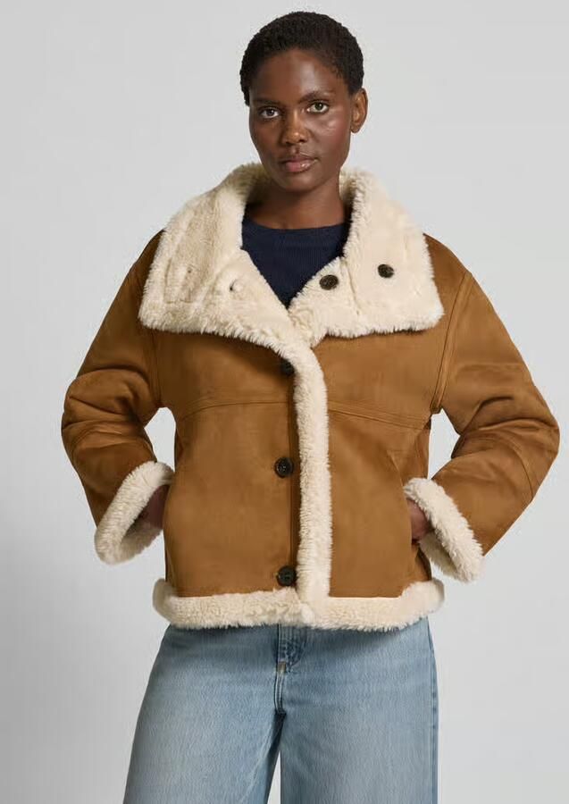 S.Oliver RED LABEL Regular fit omkeerbare jas in leerlook met opstaande kraag - Foto 2