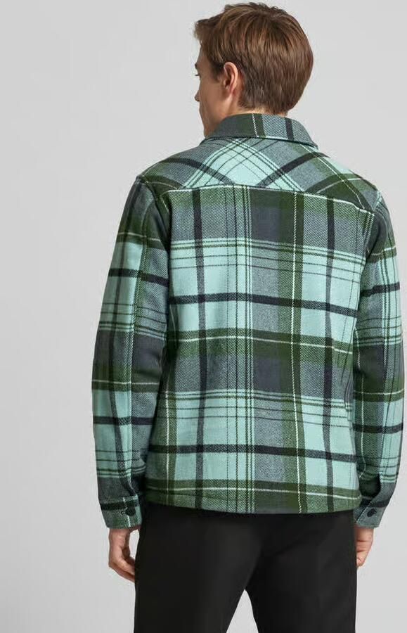 S.Oliver geruit regular fit overshirt met wol groen - Foto 3
