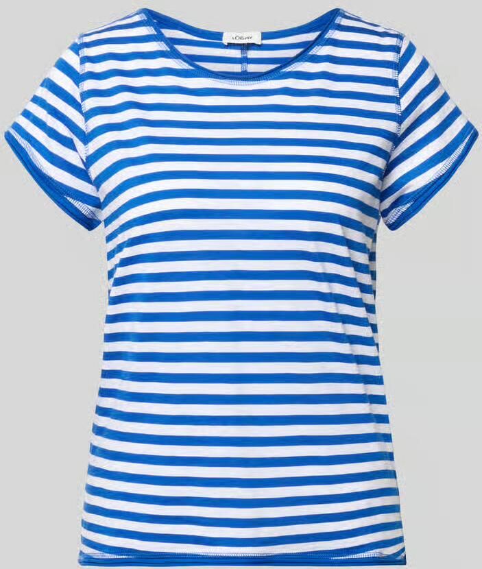 S.Oliver RED LABEL regular fit T-shirt van katoen met gevlamd garen - Foto 4