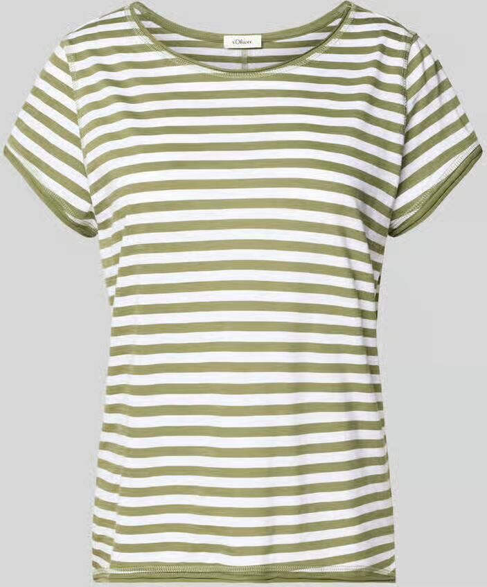 S.Oliver RED LABEL regular fit T-shirt van katoen met gevlamd garen - Foto 2