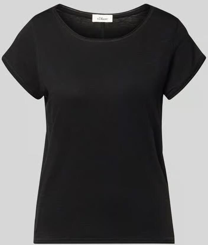 S.Oliver RED LABEL regular fit T-shirt van katoen met gevlamd garen - Foto 2