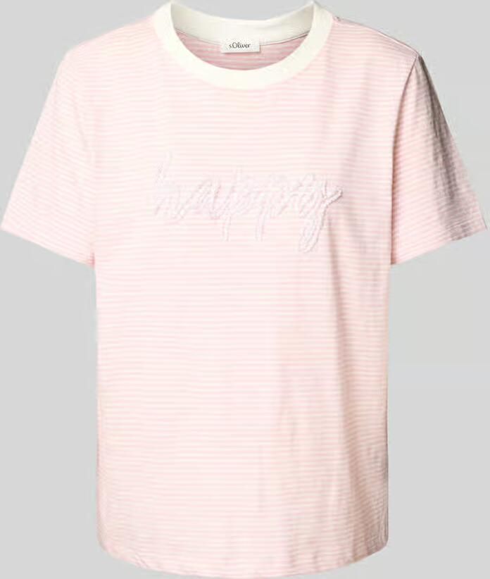 S.Oliver RED LABEL Regular fit T-shirt van puur katoen met tekst in sierkralen - Foto 2