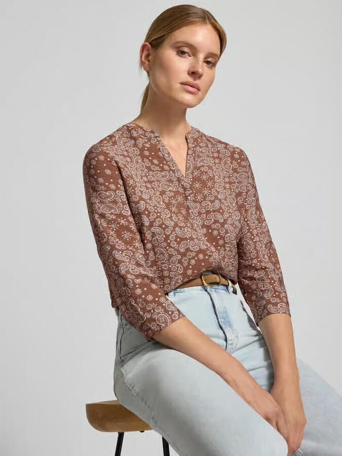 S.Oliver RED LABEL relaxed fit blouse met korte mouwen van viscosemix - Foto 2