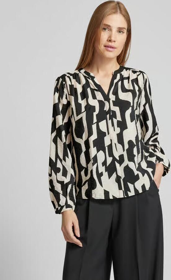 S.Oliver RED LABEL Relaxed fit blouse met lange mouwen in viscosemix met een tuniekhals - Foto 2