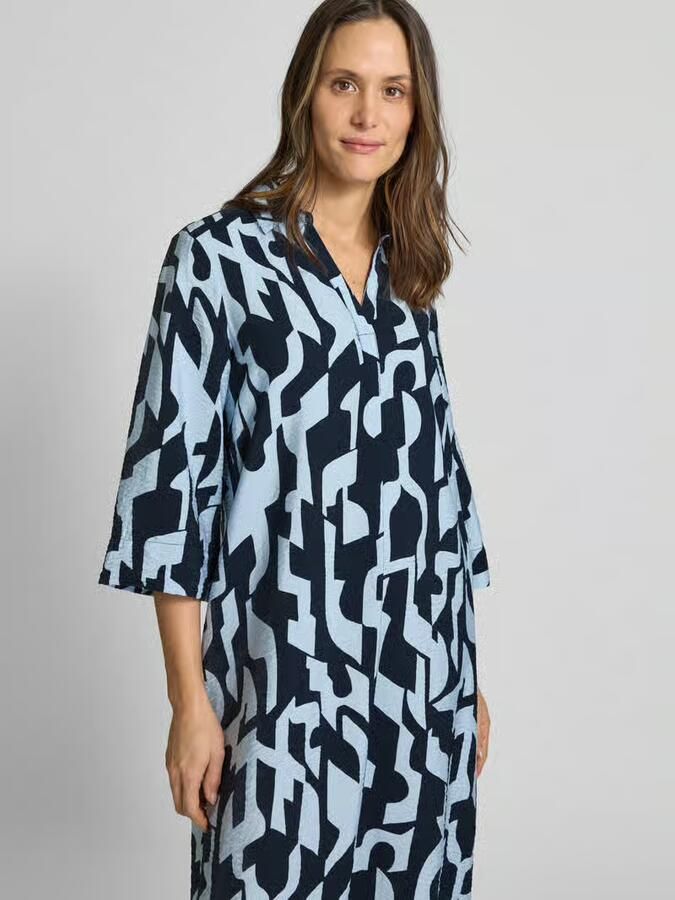S.Oliver RED LABEL Relaxed fit jersey-jurk in een viscosemix met all-over patroon - Foto 2