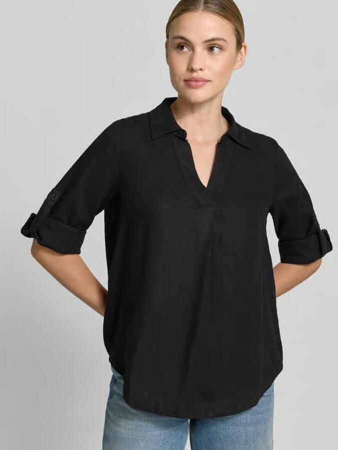 S.Oliver RED LABEL relaxed fit overhemdblouse van mix van linnen en viscose - Foto 4