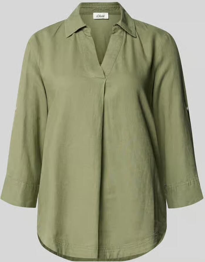 S.Oliver RED LABEL relaxed fit overhemdblouse van mix van linnen en viscose - Foto 2
