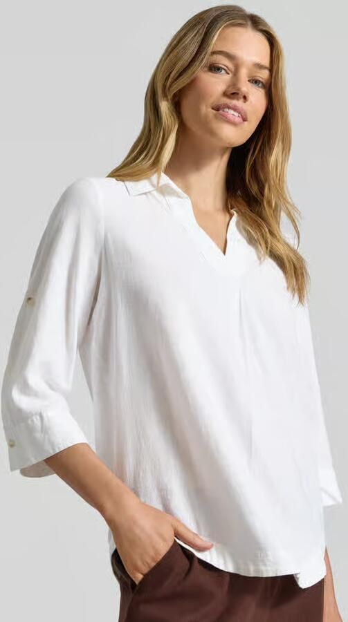 S.Oliver RED LABEL relaxed fit overhemdblouse van mix van linnen en viscose - Foto 2