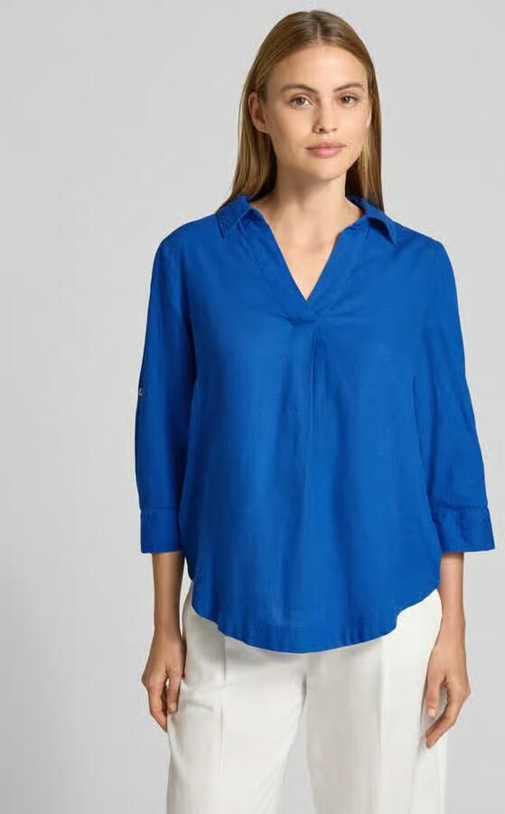 S.Oliver RED LABEL relaxed fit overhemdblouse van mix van linnen en viscose - Foto 3