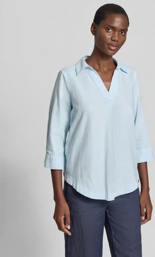 S.Oliver RED LABEL relaxed fit overhemdblouse van mix van linnen en viscose - Foto 4